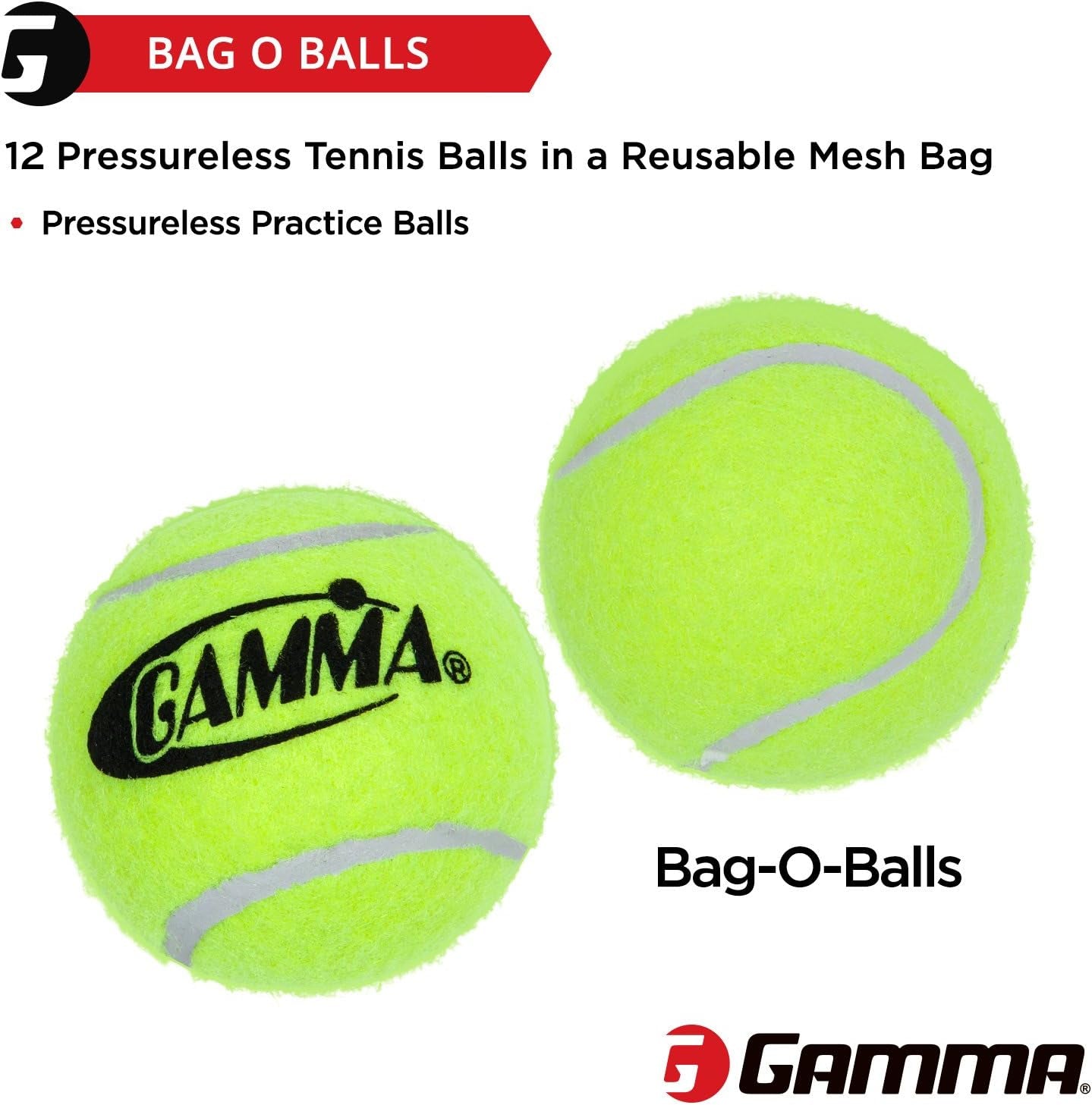 Bag of Pressureless Tennis Balls - Sturdy & Reuseable Mesh Bag with Drawstring for Easy Transport - Bag-O-Balls (12-Pack of Balls, Yellow)