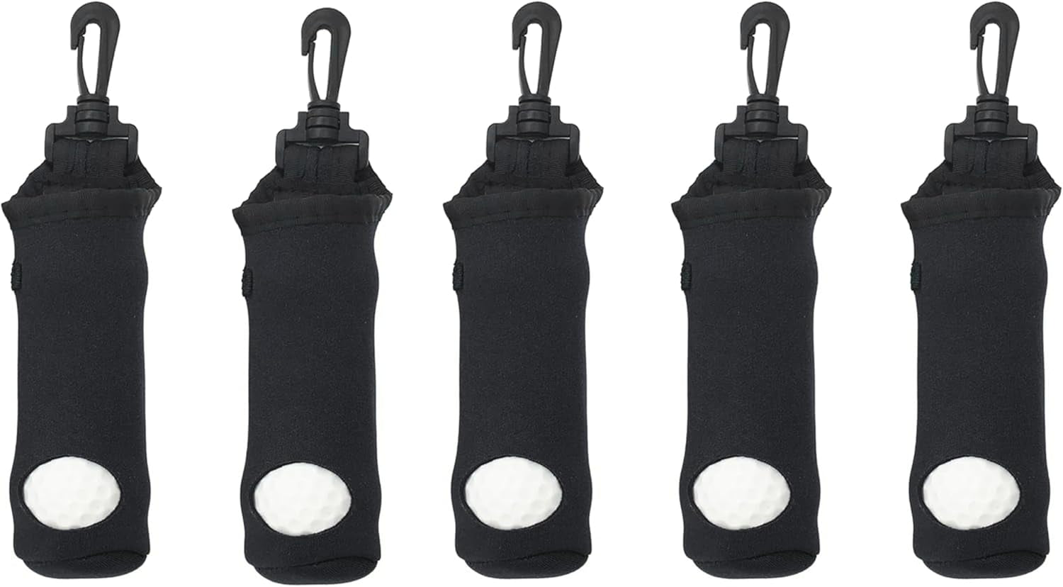 Golf Tee Holder Neoprene Golf Ball Carry Bag with Clip for Keychain, for 3 Balls and 3 Tees (5 Pieces)