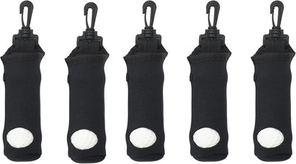 Golf Tee Holder Neoprene Golf Ball Carry Bag with Clip for Keychain, for 3 Balls and 3 Tees (5 Pieces)