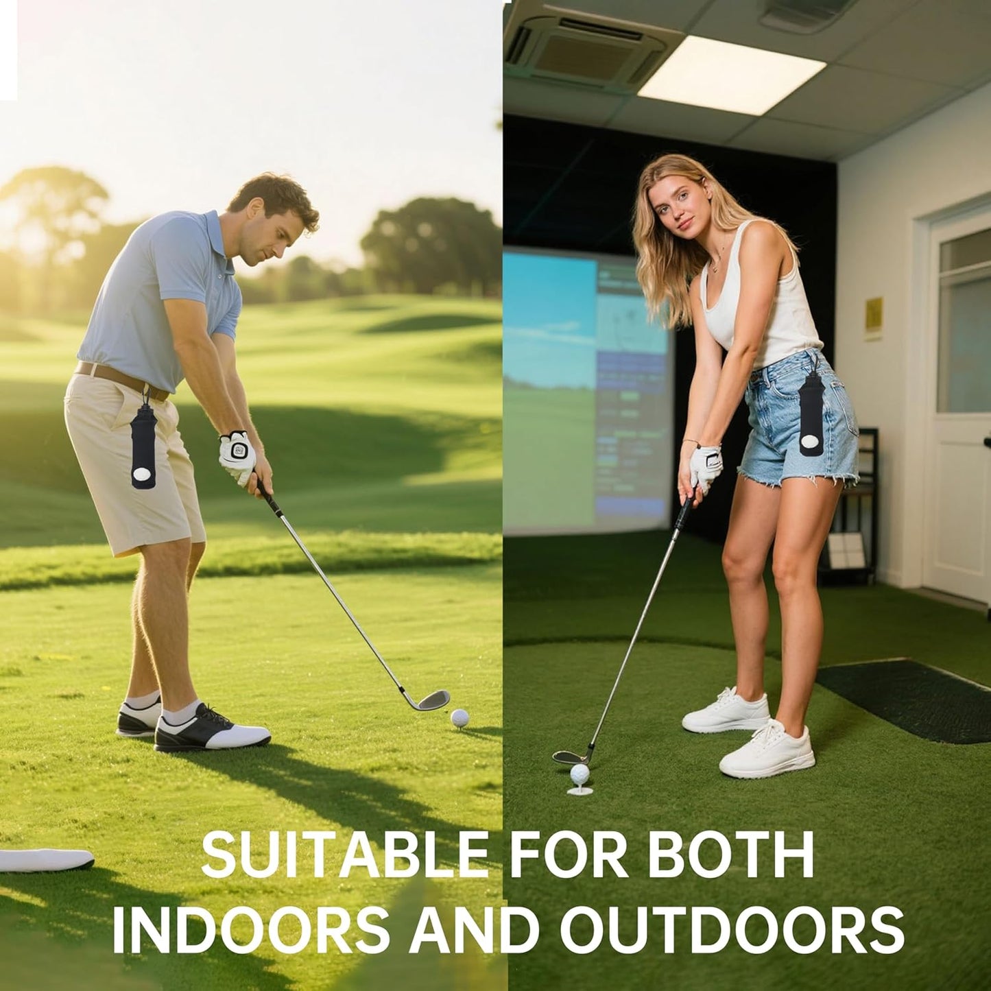 Golf Tee Holder Neoprene Golf Ball Carry Bag with Clip for Keychain, for 3 Balls and 3 Tees (5 Pieces)