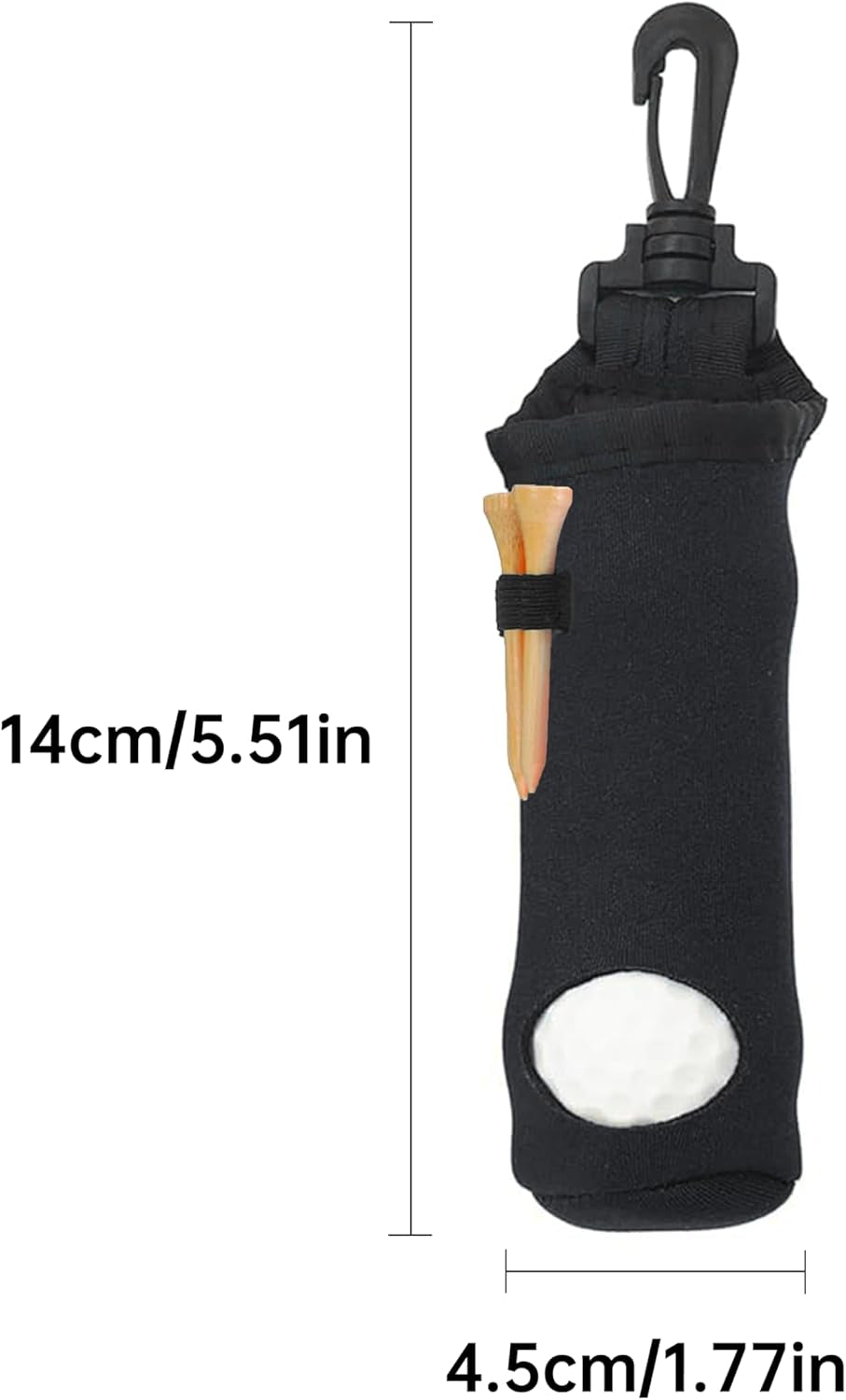 Golf Tee Holder Neoprene Golf Ball Carry Bag with Clip for Keychain, for 3 Balls and 3 Tees (5 Pieces)